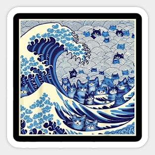 Blue Cats Wave For Kamala Funny Cat Lady Sticker